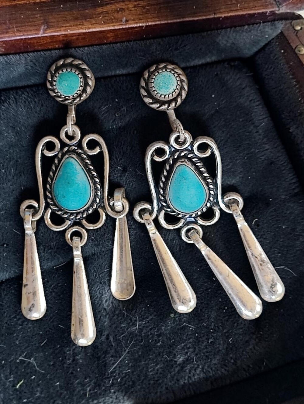 Antique Sterling Silver Turquoise Earrings